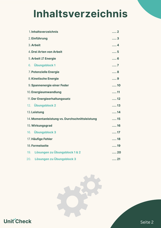 Physik Grundlagen - Arbeit, Enegie & Leistung (20 Seiten PDF)